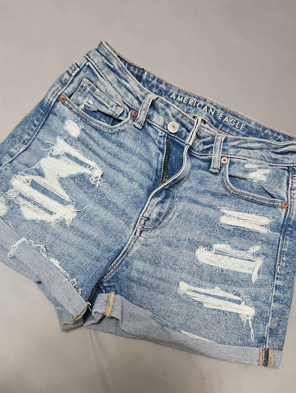 American Eagle Outfitters Distressed Light Blue Denim Jean Shorts